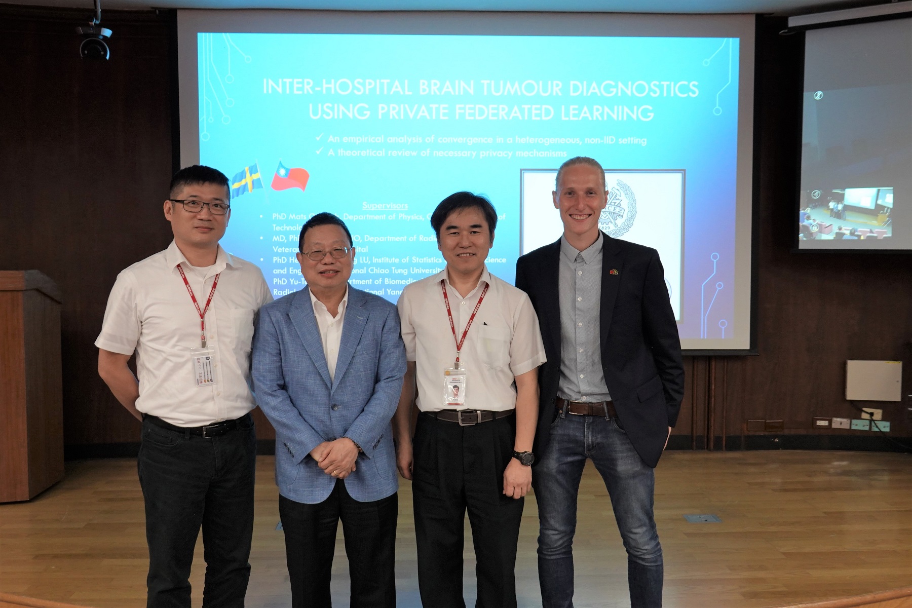 左起王聿泰組長、郭萬祐主任、林錫慶副主任及Lukas Nyström