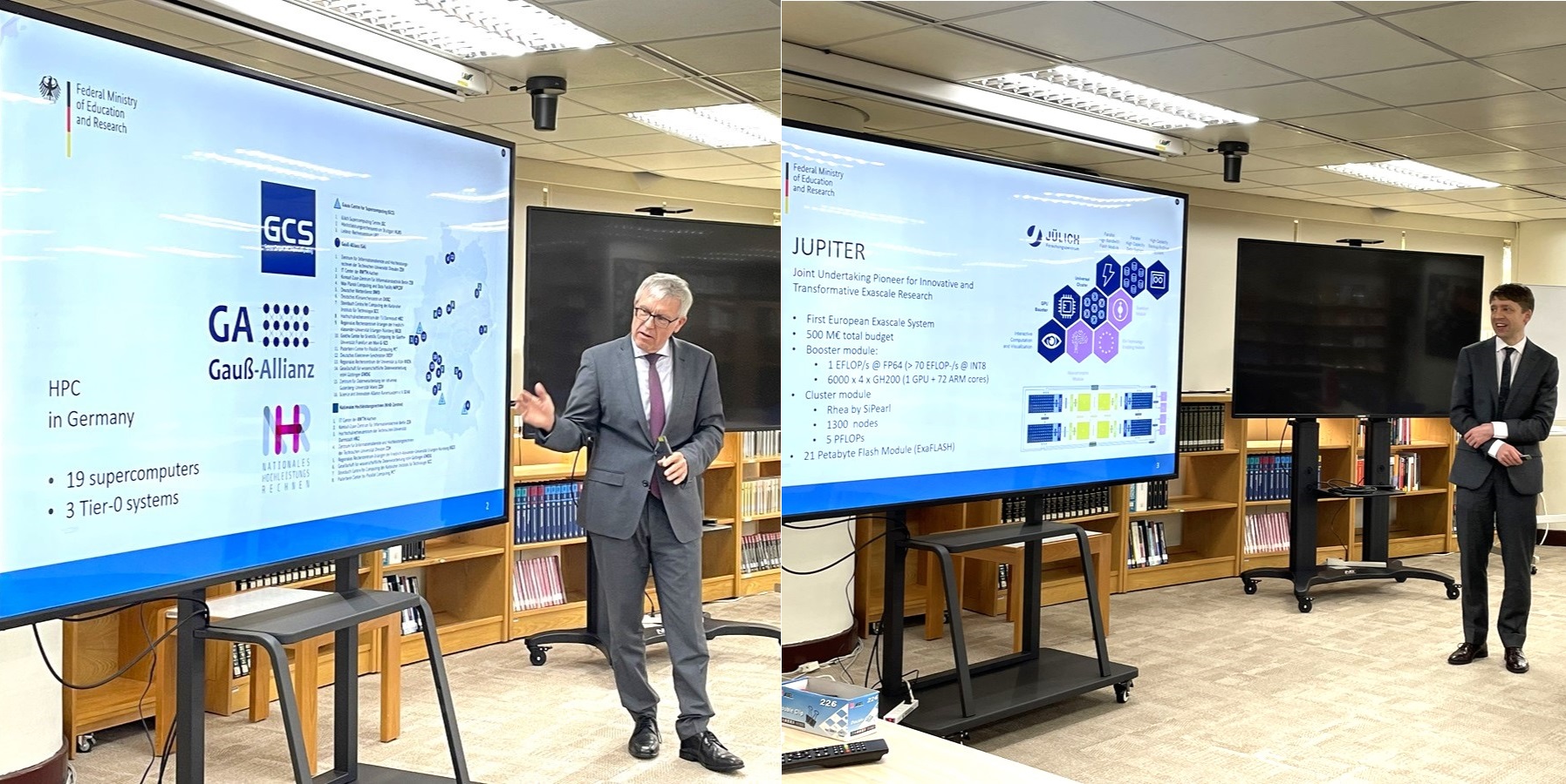 左: 德國聯邦教育與研究部 (BMBF)超級運算領域主管Dr. Stefan Mengel  右:政府科技顧問 Korbinian Schreiber