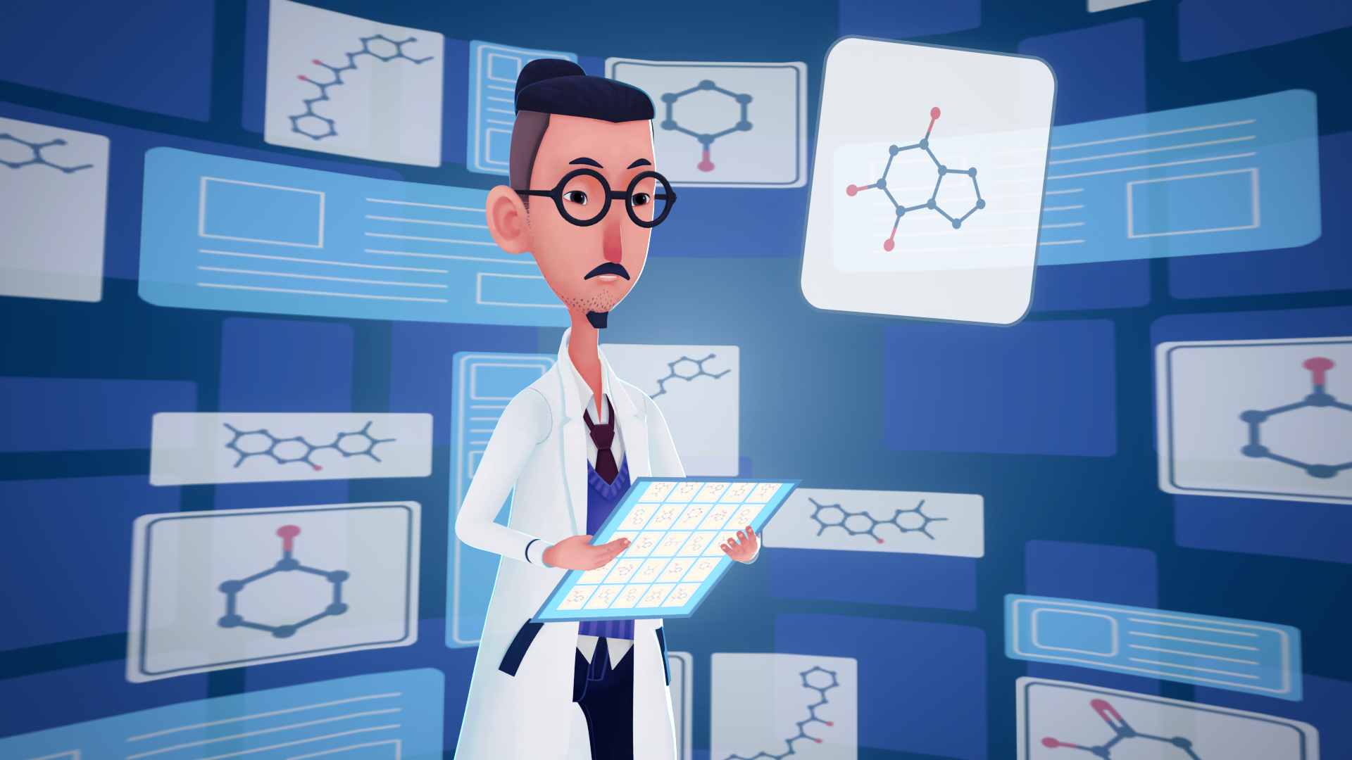 《藥藥欲試-進擊阿茲海默》影片畫面，研發藥品需要多次實驗和驗證