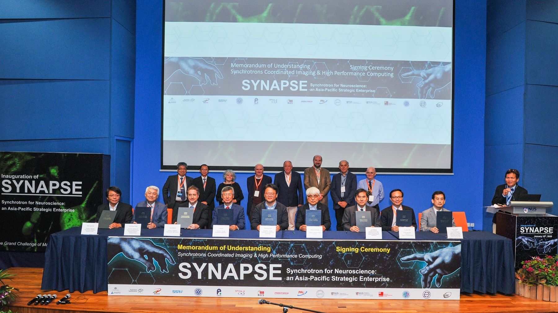 SYNAPSE leaders of important scientific organizations in Asia Pacific pose for photos in Singapore.