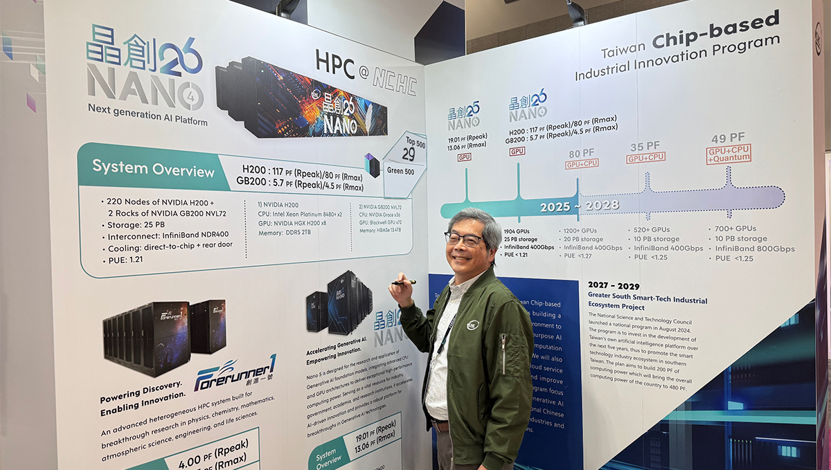 國研院國網中心張朝亮主任在國網中心參展SC25的背板上寫下TOP500第29名 國研院國網中心張朝亮主任在國網中心參展SC25的背板上寫下TOP500第29名